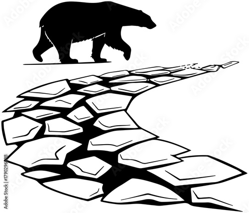 Silhouette of Bear Walking on Broken Ground – Wildlife and Danger
