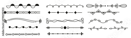 hand drawn text dividers and graphic elements vector floral