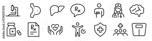 Healthcare, Medical and Medicine related line icon set. modern icon illustration collection.