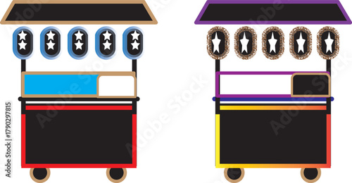 Food stall icon set. vendor selling cake food. Street Food icons. design element logo template