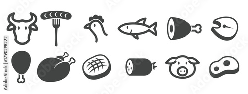 meat icons vector illustration