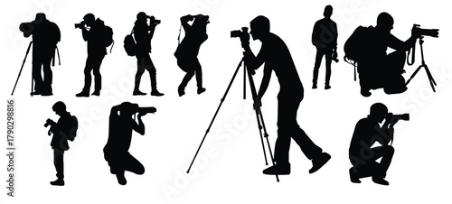 photographer silhouette vector collection paparazzi