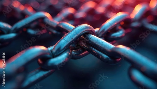 Close-up shot of interconnected metal chains moving in a synchronized, rhythmic pattern, demonstrating the concept of linked motion and mechanical coordination , iron, design, synchronicity