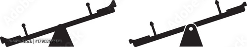 Two playground seesaws in silhouette style