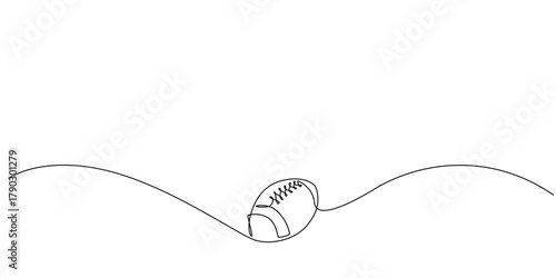 Rugby ball vector one line drawing. single line illustration