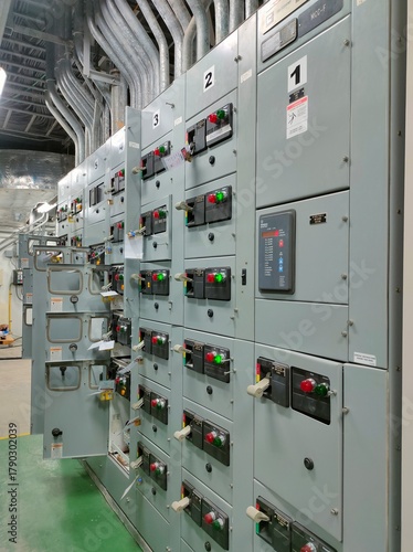 Canvastavla Electric room in industrial,selective focus