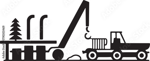 Industrial factory plant extraction is manufacturing with crane for work