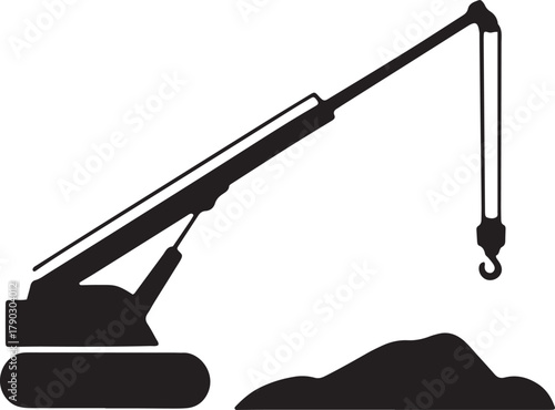 Construction crane equipment machinery lifting tool for heavy materials icon black