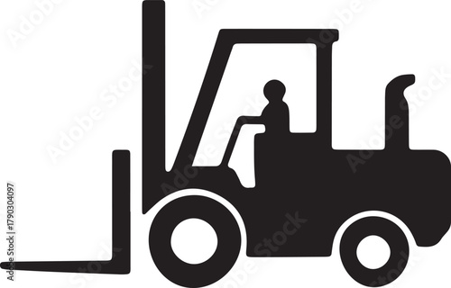 Forklift truck equipment machinery industrial warehouse tool icon black design