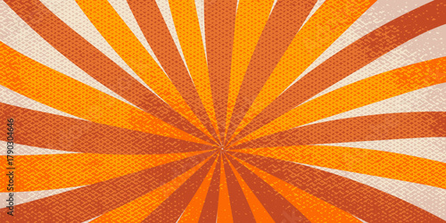 Groovy swirl background with rays retro color. Bg groovy swirl sunburst