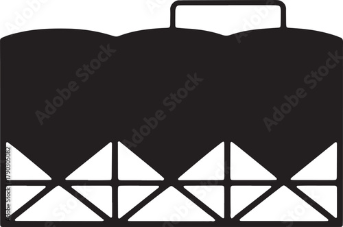 Black agricultural storage grain silos with metal triangle containers vector