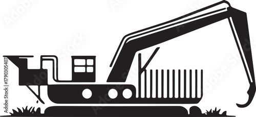 Excavator silhouette vector heavy machinery digger equipment construction site
