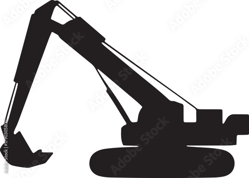 Illustration Silhouette of Excavator Tracked Machine Construction Equipment Digger