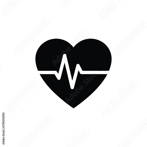 Heartbeat Health Care Icon. Medical Heart Monitor Symbol.