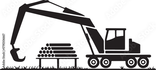 Excavator Heavy Equipment Construction Machine Building Industry Groundwork Silhouette