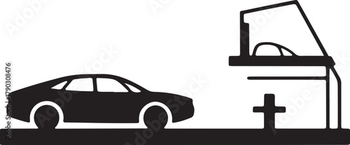 Car service silhouette illustration for vehicle repair and diagnostic center