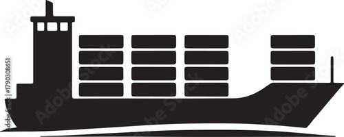 Isolated Cargo Ship Silhouette on Translucent Backdrop for Commercial Use and Designs