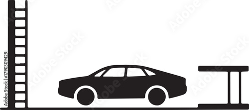 Car lift silhouette vector icon auto repair service maintenance station element