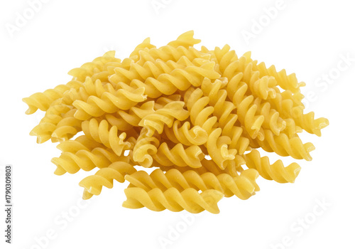фотографія Isolated pile of uncooked dry fusilli pasta, Italian cuisine staple, culinary in