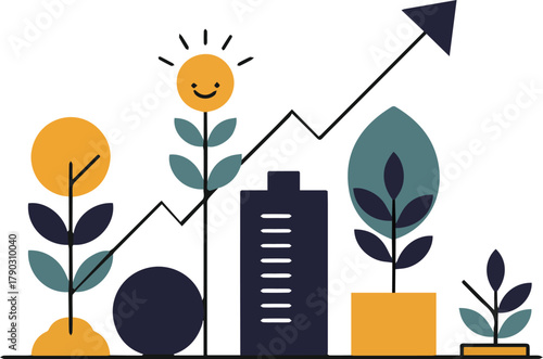 People Enjoying Picnic & Cycling in Park Friends, Nature, Summer Activities Illustration