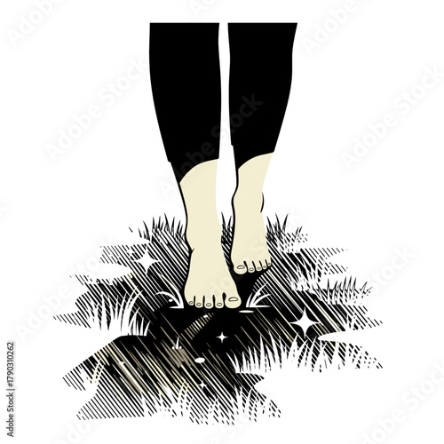 Person standing barefoot on grass symbolizing the concept of Self Care  