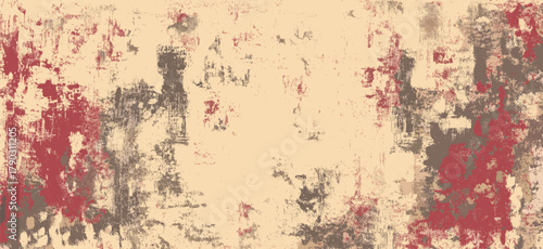 Grunge textured wall surface showing peeling paint and cracks. Vector grunge texture background or wallpaper