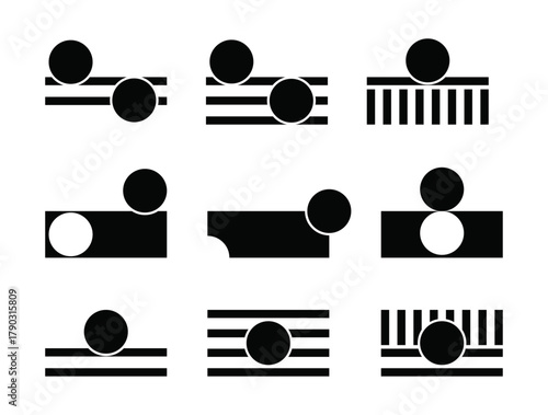 Vector-style illustration set that conveys abstract mechanical engineering concepts, aiming to simplify complex information.
