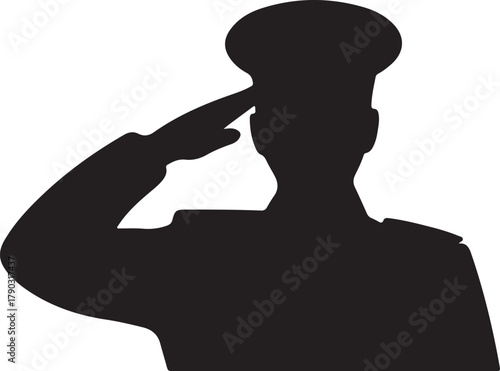 Soldier Salute Silhouette Icon Black and White Minimalist Vector Illustration 