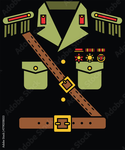 Decorated military uniform symbolizing honor, duty, strength, and disciplined leadership