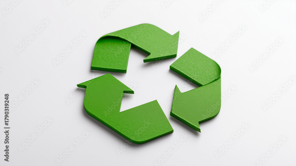 Obraz premium Recycling icon representing sustainability, circular economy and eco-friendly practices, ideal for environmental campaigns and green awareness projects