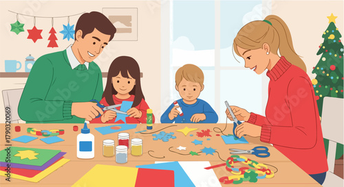 Christmas Family Gathering Illustration