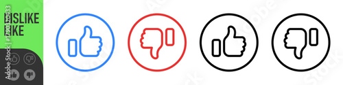 Dislike and like icon button. Thumbs up and thumb down icons in circle buttons shapes , Social media notification icons. emoji post reactions set. Vector illustration
