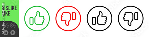 Dislike and like icon button. Thumbs up and thumb down icons in circle buttons shapes , Social media notification icons. emoji post reactions set. Vector illustration