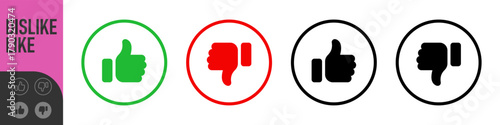 Dislike and like icon button. Thumbs up and thumb down icons in circle buttons shapes , Social media notification icons. emoji post reactions set. Vector illustration
