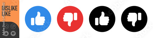 Dislike and like icon button. Thumbs up and thumb down icons in circle buttons shapes , Social media notification icons. emoji post reactions set. Vector illustration