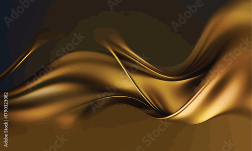 Elegant smooth gold silk texture waves vector illustration background design