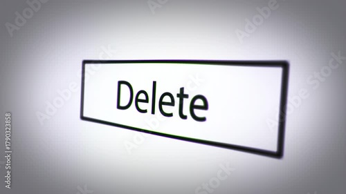 Delete file interface mouse click button digital screen display.