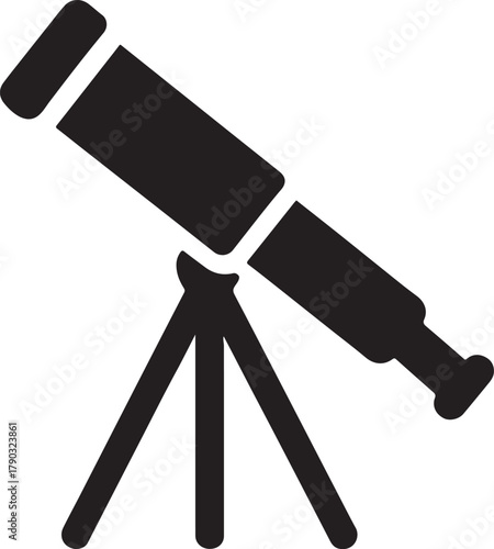 Telescope astronomy observation science icon vector, space exploration and stargazing symbol.