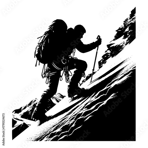 Mountaineer climbing a steep incline vector image illustration