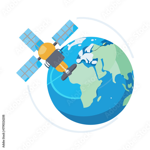 Satellite Orbiting Earth Icon