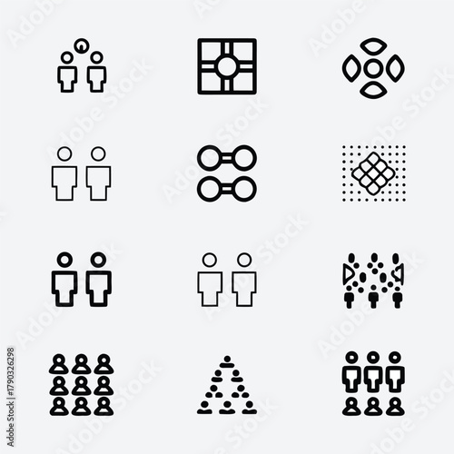 Population line icon set. Group of people, demographic, family, citizenship, nationality, census, community.