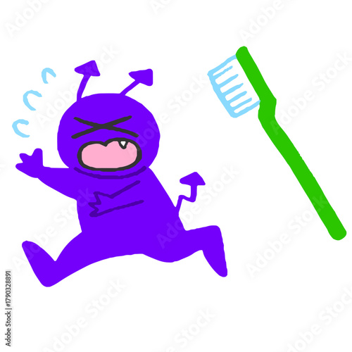 歯ブラシから逃げるバイ菌