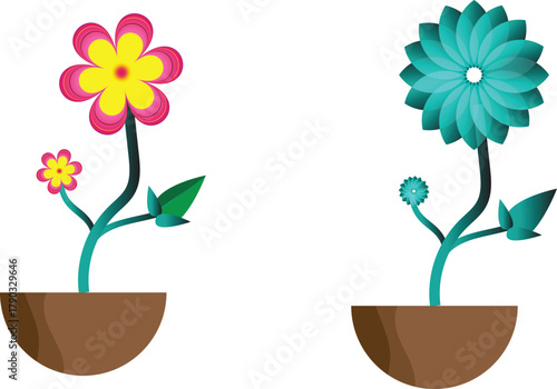 Elegant Red and  Yellow vector illustration of a flowering plant 