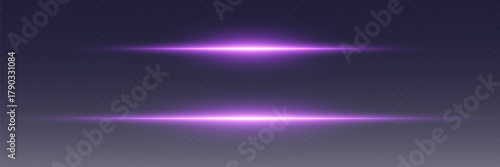 Purple neon glowing lines effect. On a transparent background.