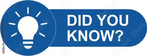 Did You Know Banner Vector — Blue Informational Button with Lightbulb Icon