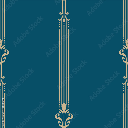 Damask art nouveau seamless pattern element. Vintage classical old fashioned damask ornament, seamless texture for wallpapers, textile.