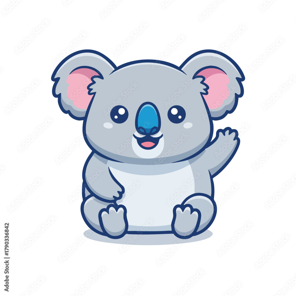 Naklejka premium Cute cartoon koala waving hello friendly character design