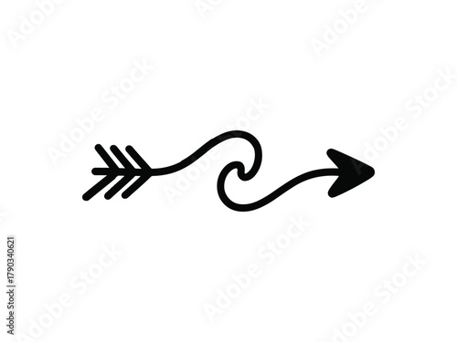 A black arrow with a wave in the middle on a, creating a unique and eyecatching design