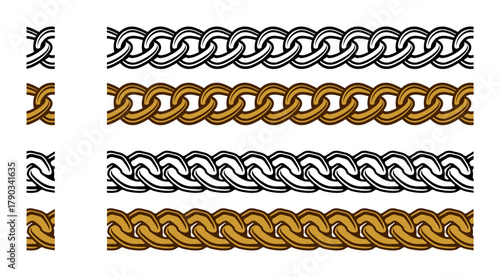 Curb Chain Seamless Pattern Frame Border Jewelry Vector Illustration