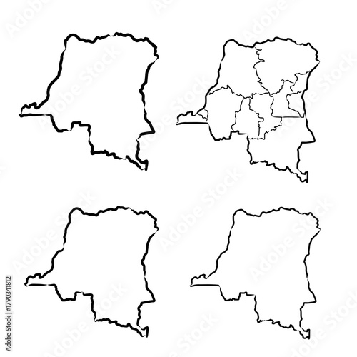 Democratic Republic of the Congo political map vector sketch